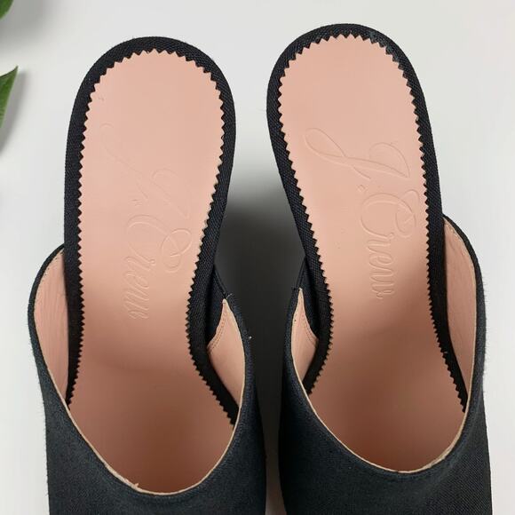 J Crew Bianca Woven Wedge Sandals Black Slip On Open Toe Women's 7.5 - Picture 5 of 11